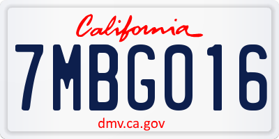 CA license plate 7MBG016