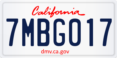 CA license plate 7MBG017