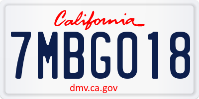 CA license plate 7MBG018