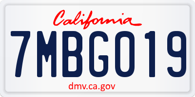CA license plate 7MBG019