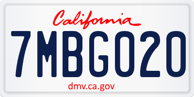 CA license plate 7MBG020