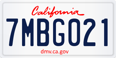 CA license plate 7MBG021