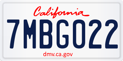 CA license plate 7MBG022