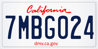 CA license plate 7MBG024