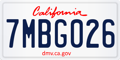 CA license plate 7MBG026