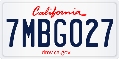 CA license plate 7MBG027