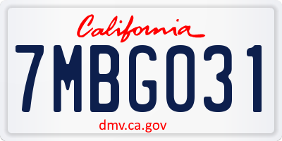 CA license plate 7MBG031