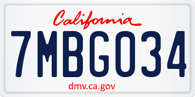 CA license plate 7MBG034