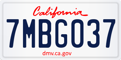 CA license plate 7MBG037