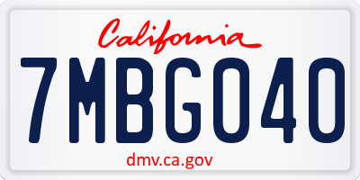 CA license plate 7MBG040