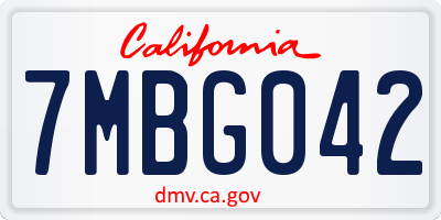 CA license plate 7MBG042