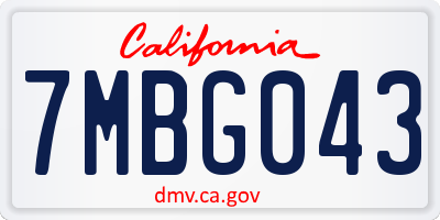 CA license plate 7MBG043