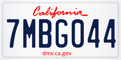 CA license plate 7MBG044
