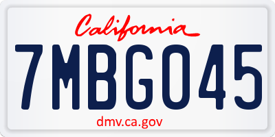 CA license plate 7MBG045
