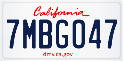 CA license plate 7MBG047