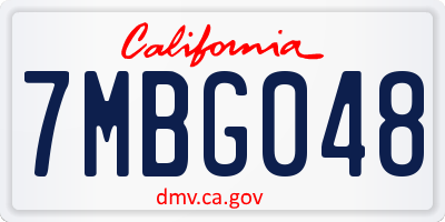 CA license plate 7MBG048