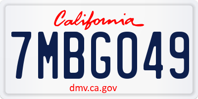 CA license plate 7MBG049