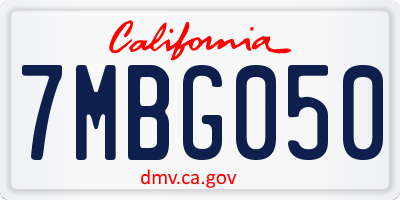 CA license plate 7MBG050