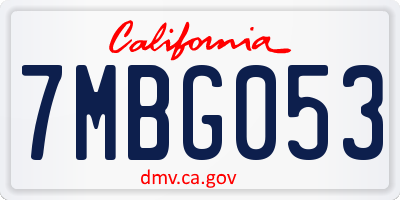 CA license plate 7MBG053