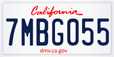 CA license plate 7MBG055