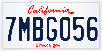 CA license plate 7MBG056