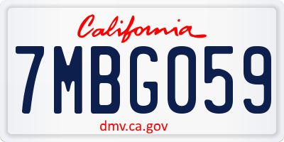 CA license plate 7MBG059