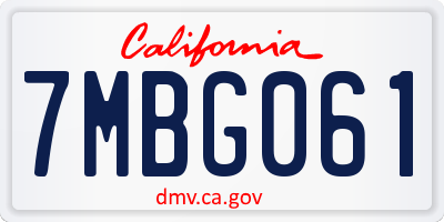 CA license plate 7MBG061