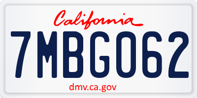 CA license plate 7MBG062