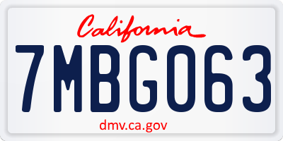 CA license plate 7MBG063