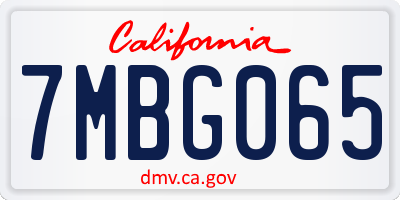 CA license plate 7MBG065