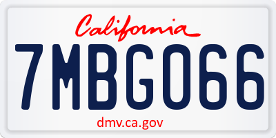 CA license plate 7MBG066