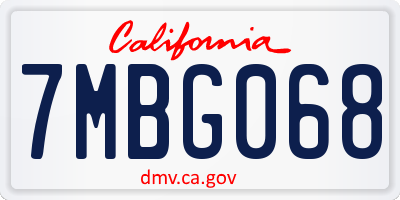 CA license plate 7MBG068