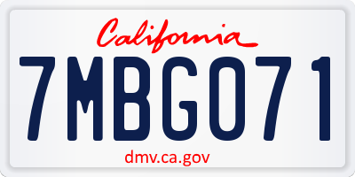 CA license plate 7MBG071