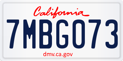 CA license plate 7MBG073