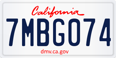 CA license plate 7MBG074