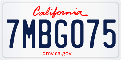 CA license plate 7MBG075