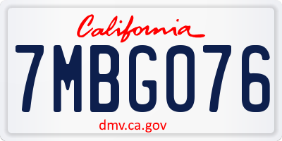 CA license plate 7MBG076