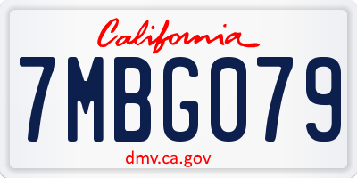 CA license plate 7MBG079
