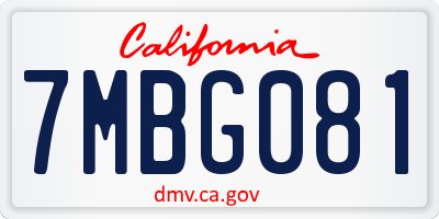 CA license plate 7MBG081