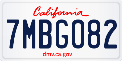 CA license plate 7MBG082