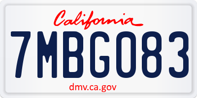 CA license plate 7MBG083