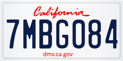 CA license plate 7MBG084