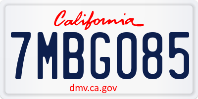 CA license plate 7MBG085