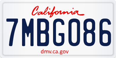 CA license plate 7MBG086