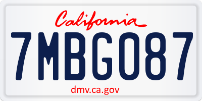 CA license plate 7MBG087