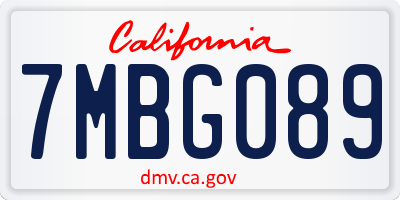 CA license plate 7MBG089