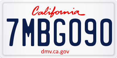 CA license plate 7MBG090