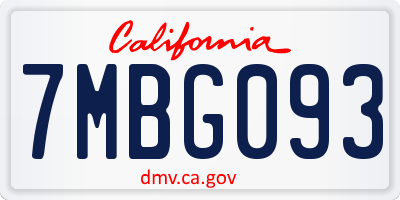 CA license plate 7MBG093