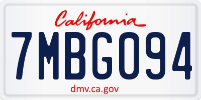 CA license plate 7MBG094