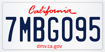 CA license plate 7MBG095
